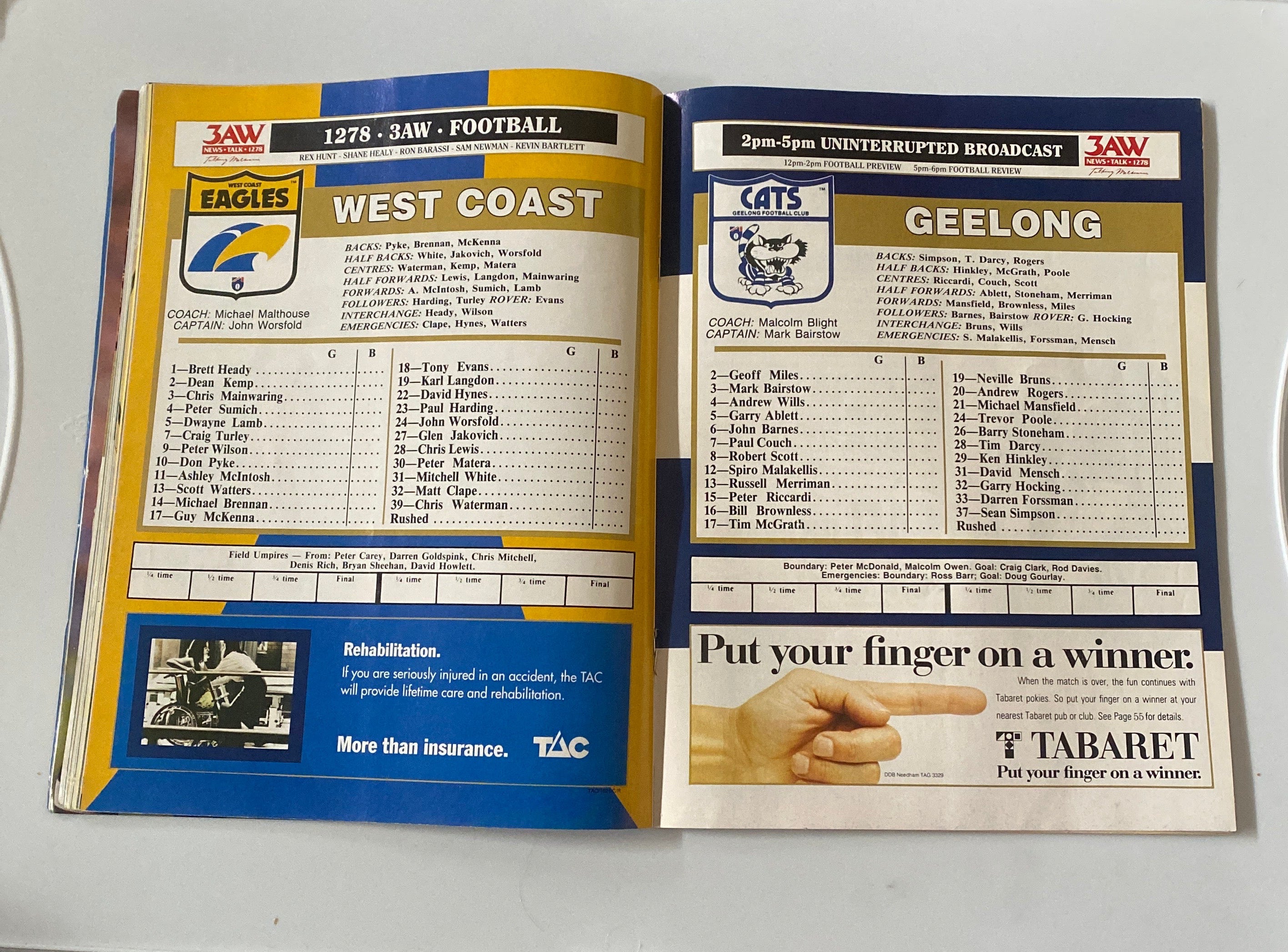 1992 AFL Grand Final Record West Coast Vs. Geelong