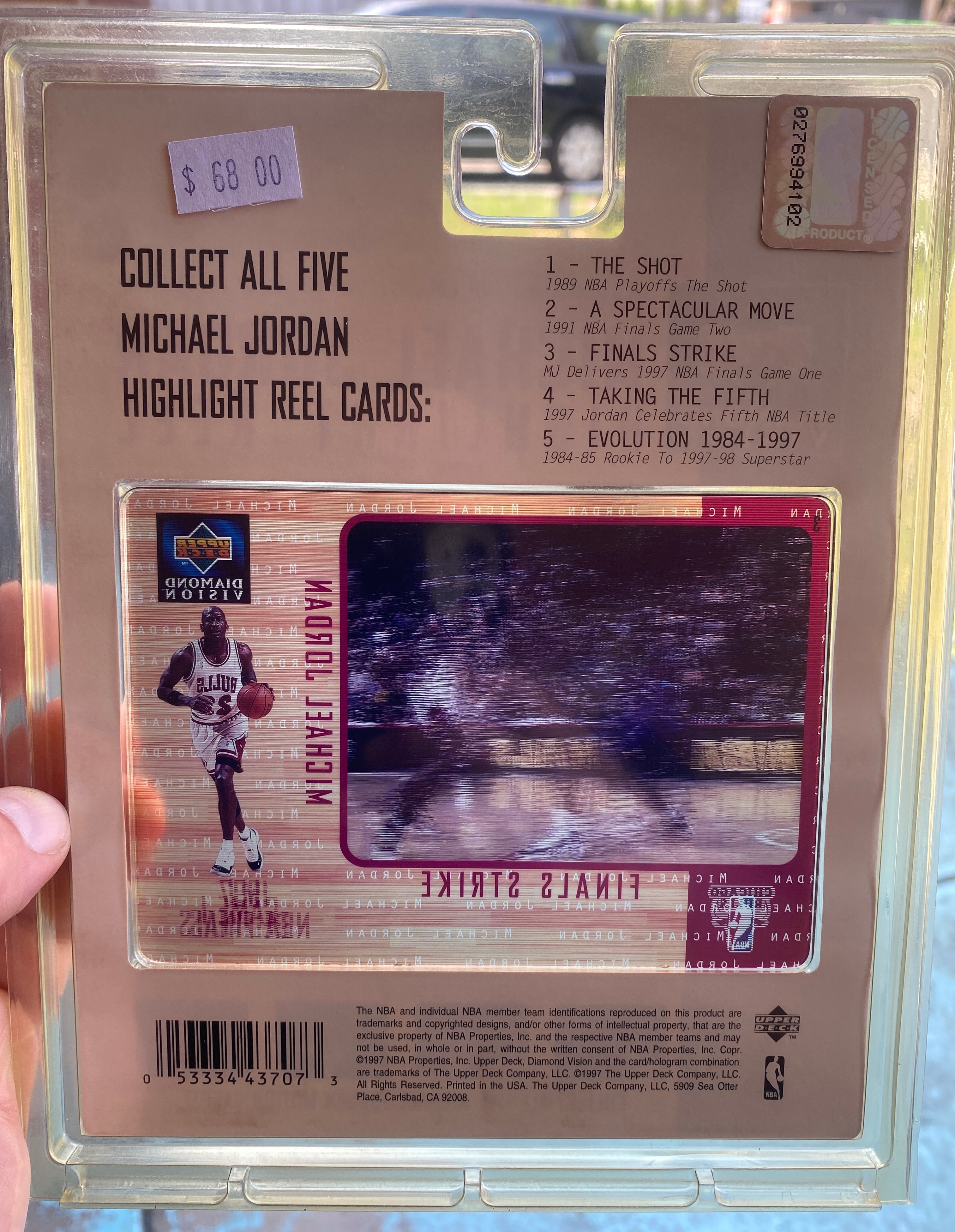 1997-98 Upper Deck Diamond Vision Michael Jordan Highlight Reel 5-Card Set