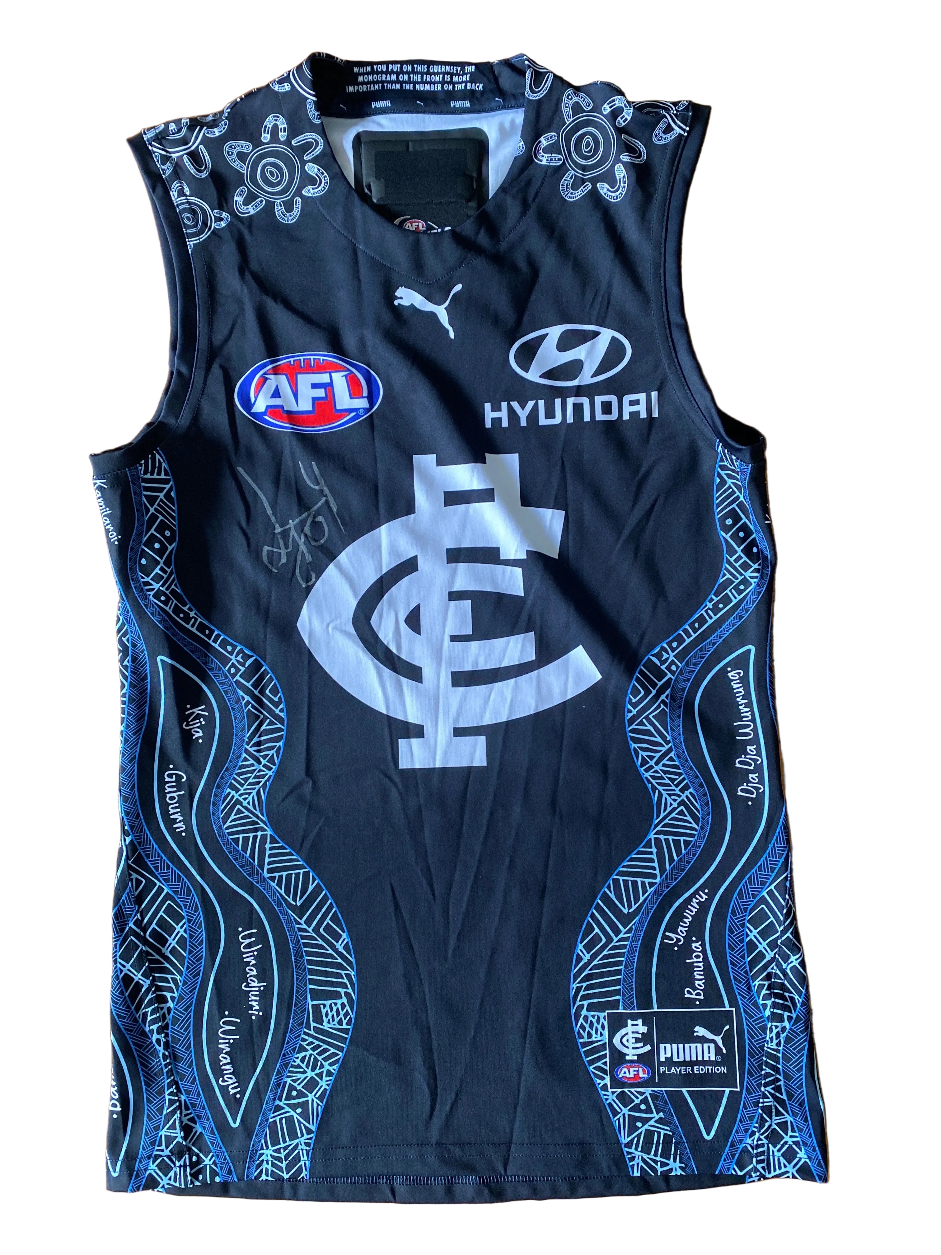 Limited Edition Authentic Signed Player Issued Guernsey Round 11 Sydney v Carlton SCG / Sunday 30 May 2021 Round 12 Carlton v West Coast SCG / Sunday 6 June 2021 Indigenous Player Issue Guernsey, 2021 Lochie O’Brian #4  1 of 1