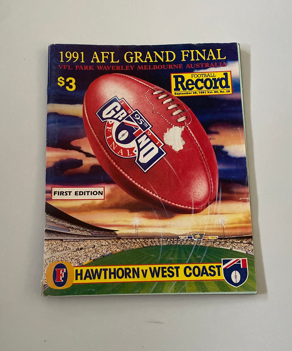 AFL Football Record 1991 Grand Final Hawthorn Hawks v West Coast Eagles