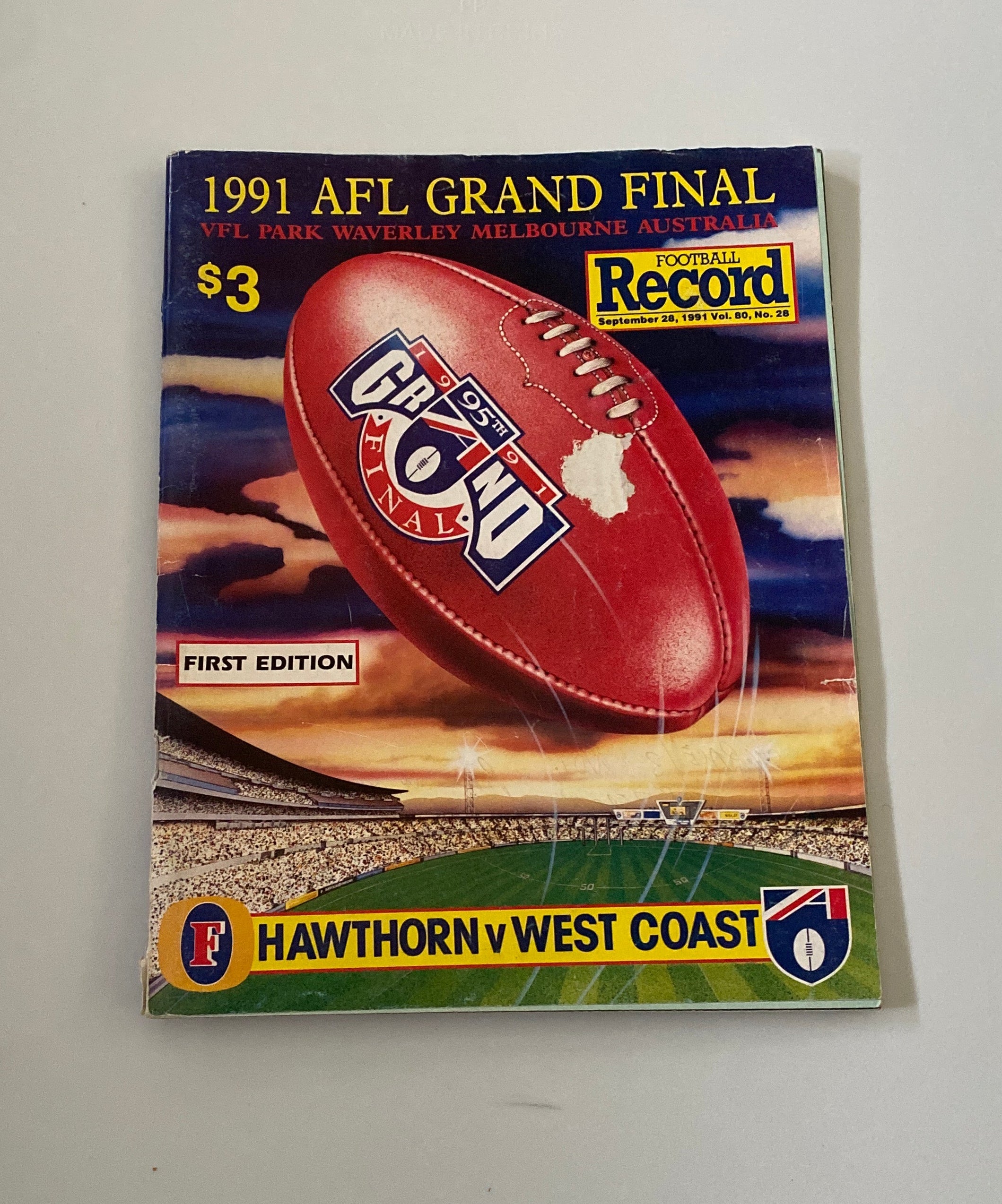 AFL Football Record 1991 Grand Final Hawthorn Hawks v West Coast Eagles