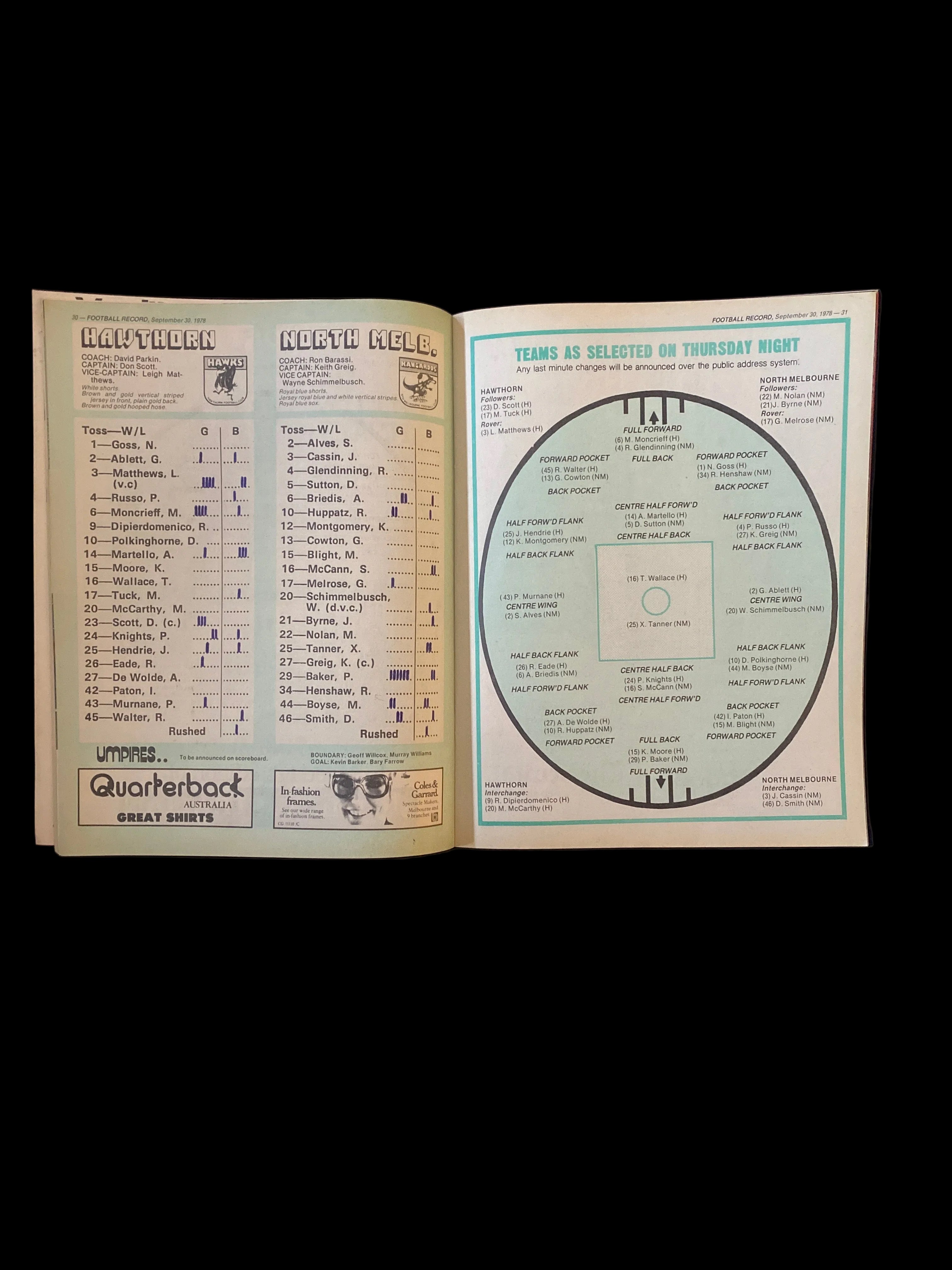 1978 VFL GRAND FINAL Football Record 🏉HAWTHORN HAWKS v N.M 🏆 Match Day Edition