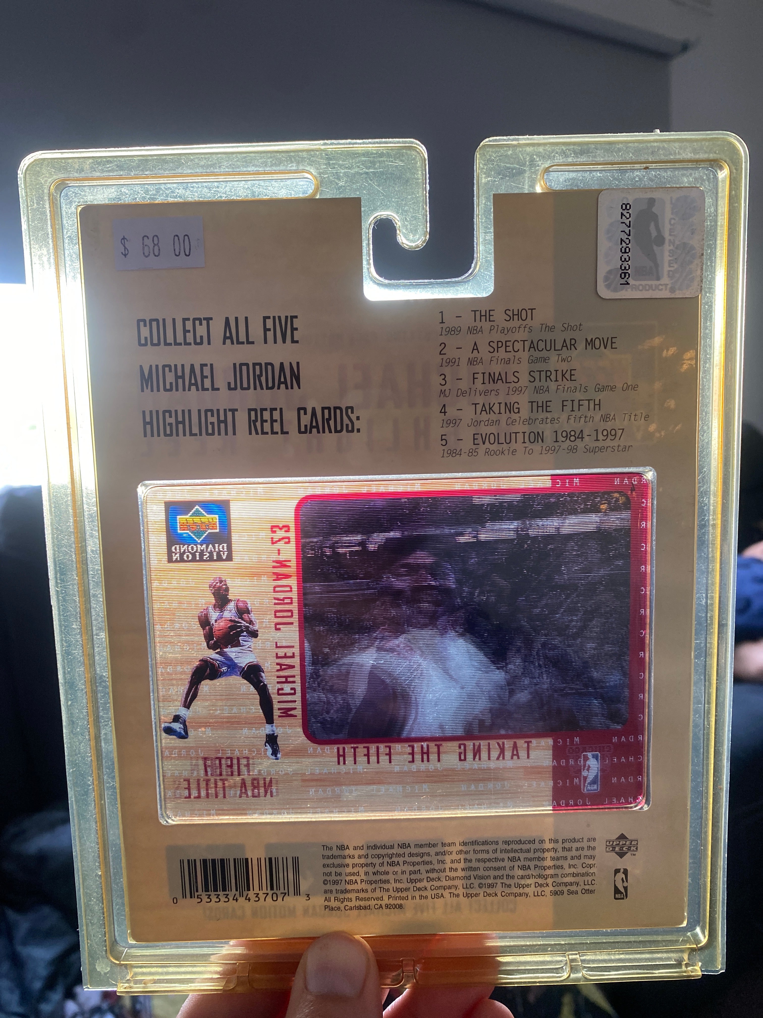 1997-98 Upper Deck Diamond Vision Michael Jordan Highlight Reel 5-Card Set