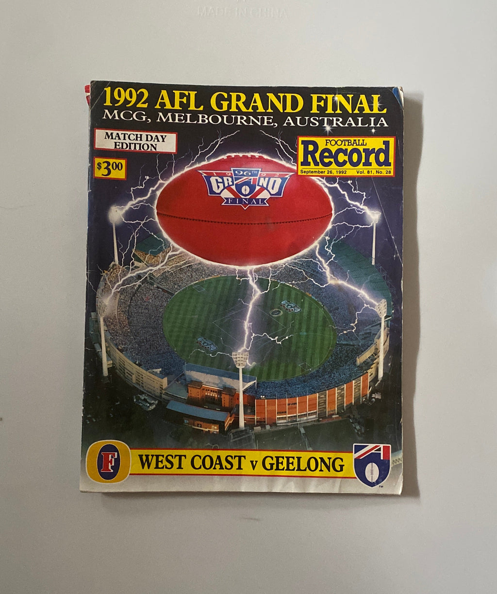 1992 AFL Grand Final Record West Coast Vs. Geelong