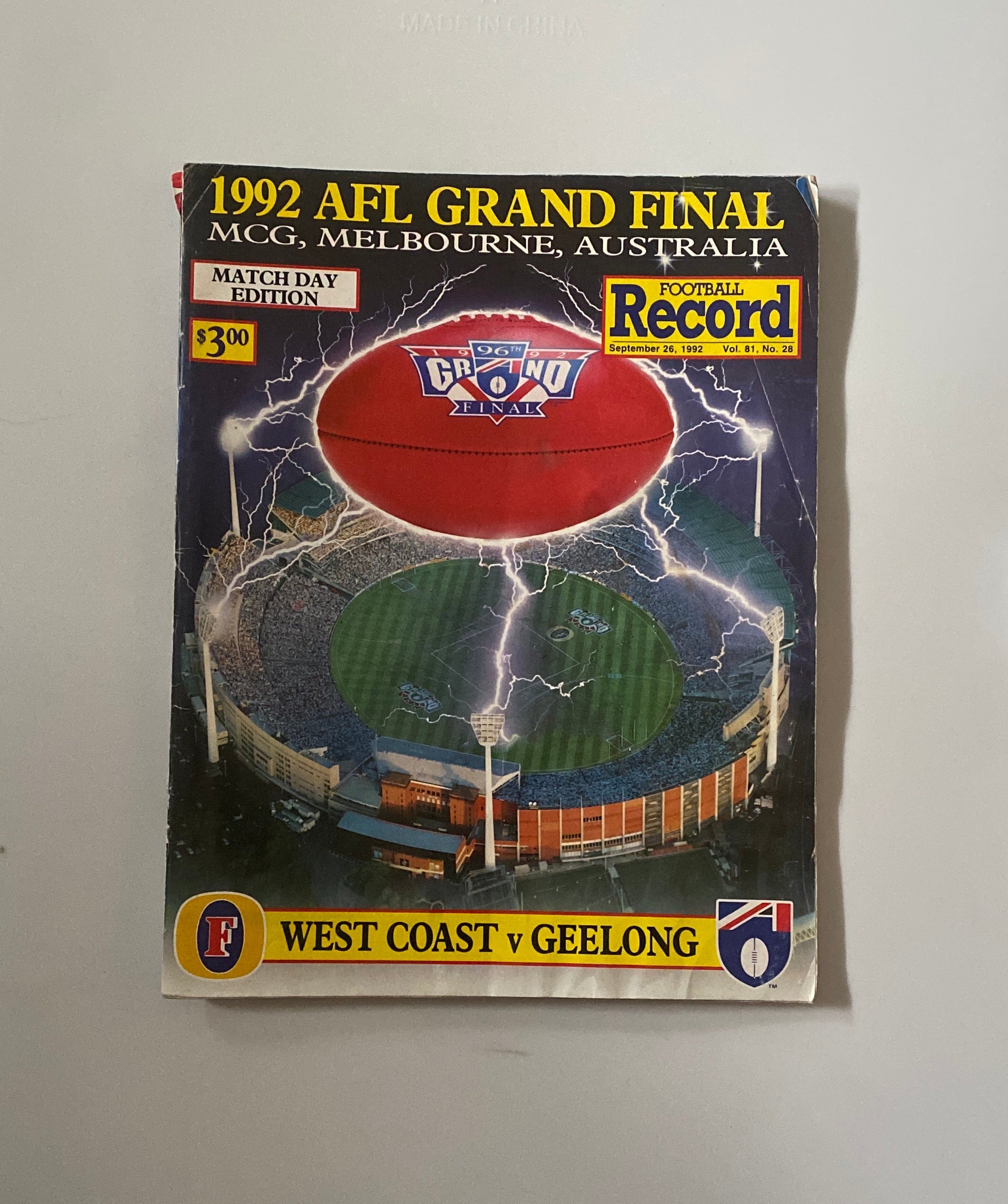 1992 AFL Grand Final Record West Coast Vs. Geelong