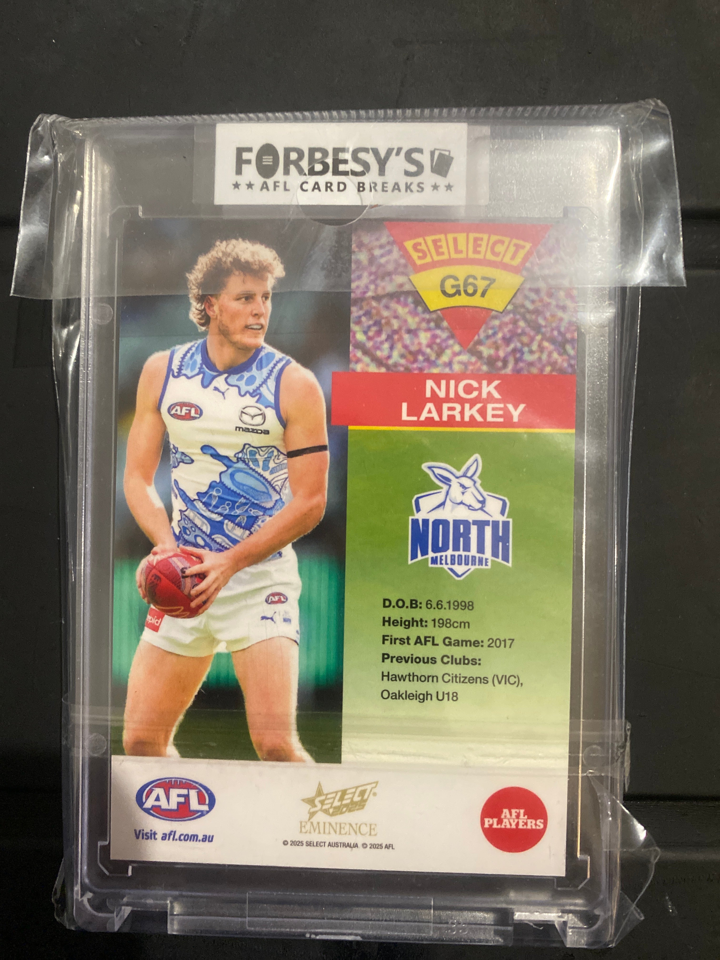 2025 AFL Select Eminence Nick Larkey 1994 Gold Series 15/50 North Melbourne