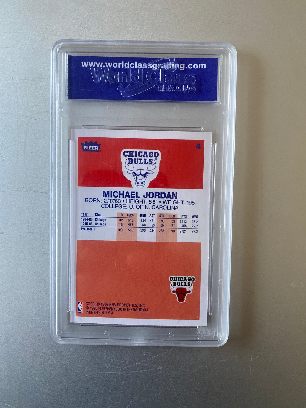 1996-97 Fleer #4 Michael Jordan Basketball Card WCG 10