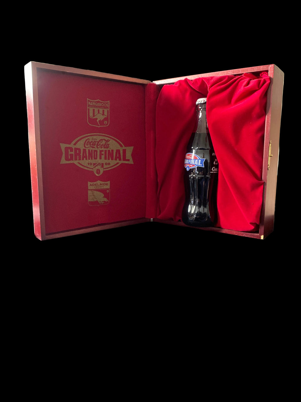 ADELAIDE CROWS NORTH MELBOURNE. AFL GRAND FINAL COKE BOTTLE.COLLECTABLE. #0636
