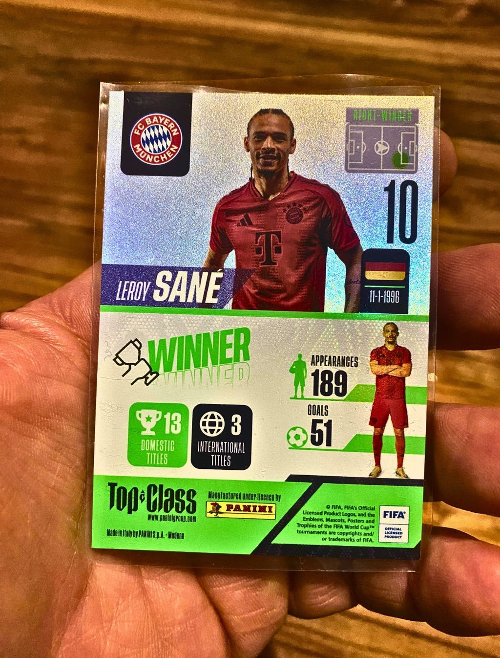 Panini Trading Card 186 - Leroy Sane No 10