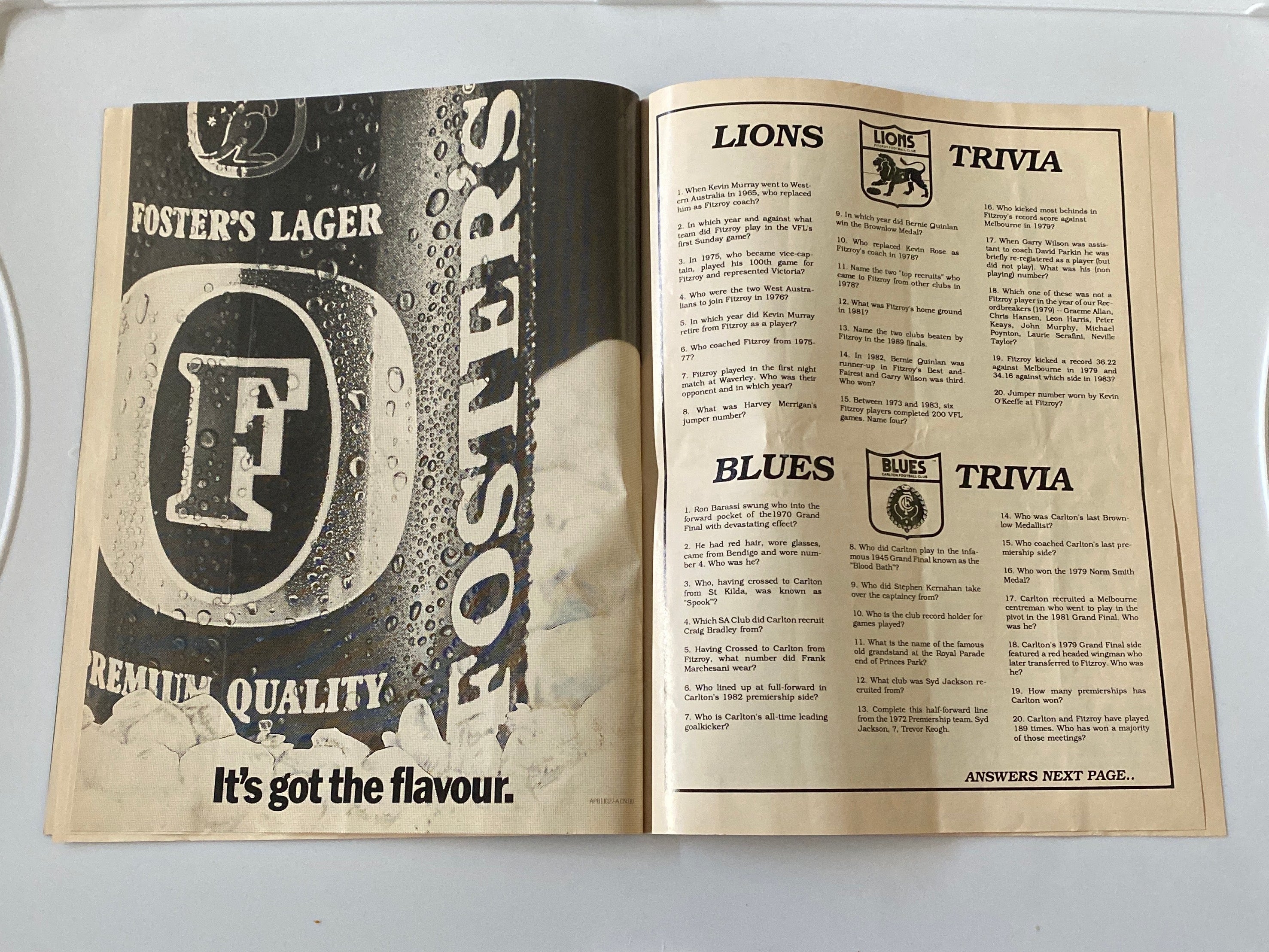 Fitzroy All time record breakers v Carlton 1979 Premiers