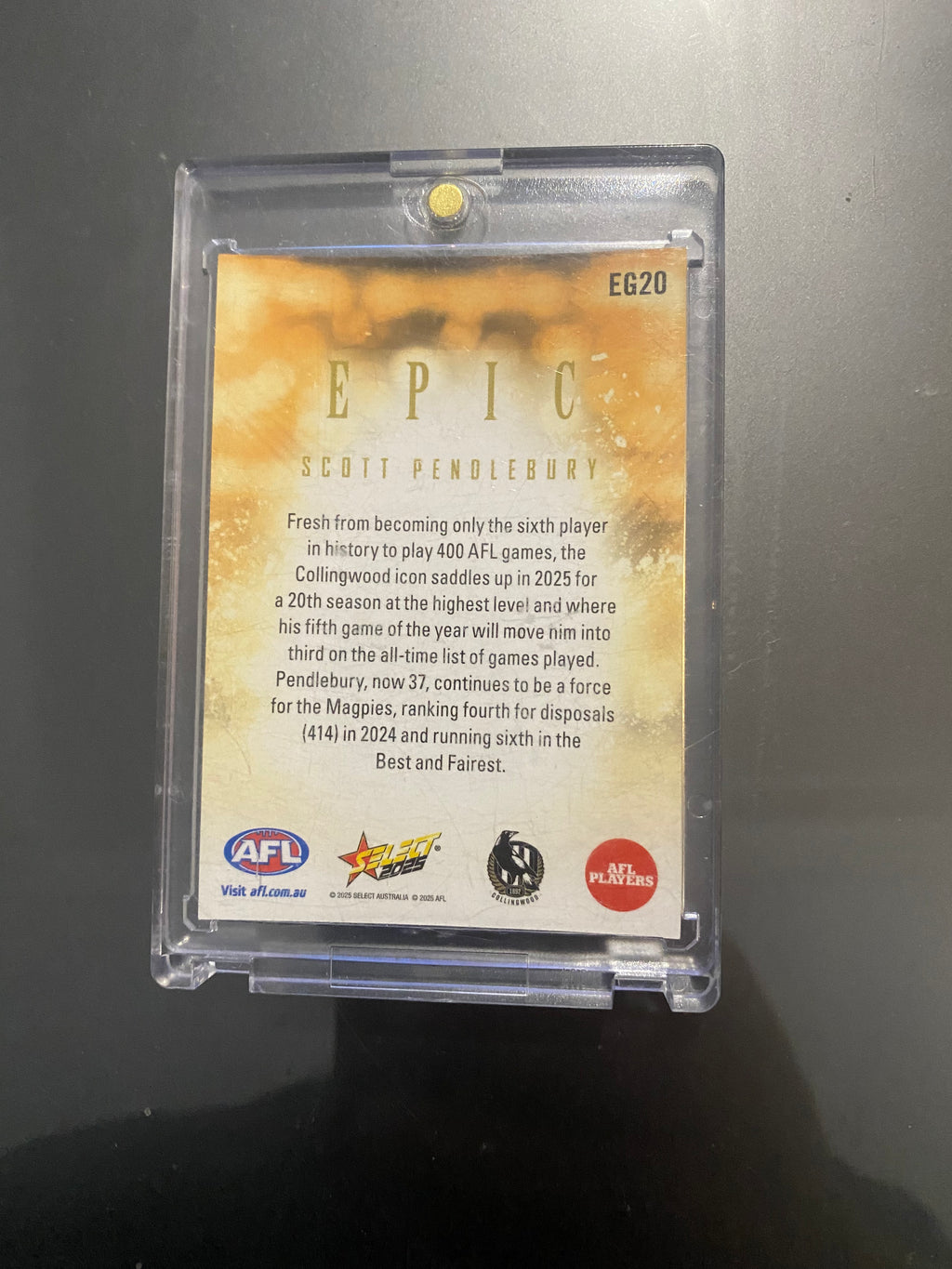 2025 Footy Stars Scott Pendlebury Epic Gold 58/75 EG20 Collingwood